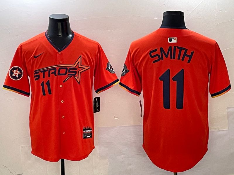 Men Houston Astros #11 Smith Orange three generations Joint Name Nike 2025 MLB Jersey style 3->houston astros->MLB Jersey